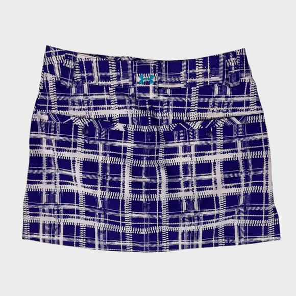 Under Armour Performance Womens Size 2 Blue White Plaid Skort Polyester - Picture 4 of 8